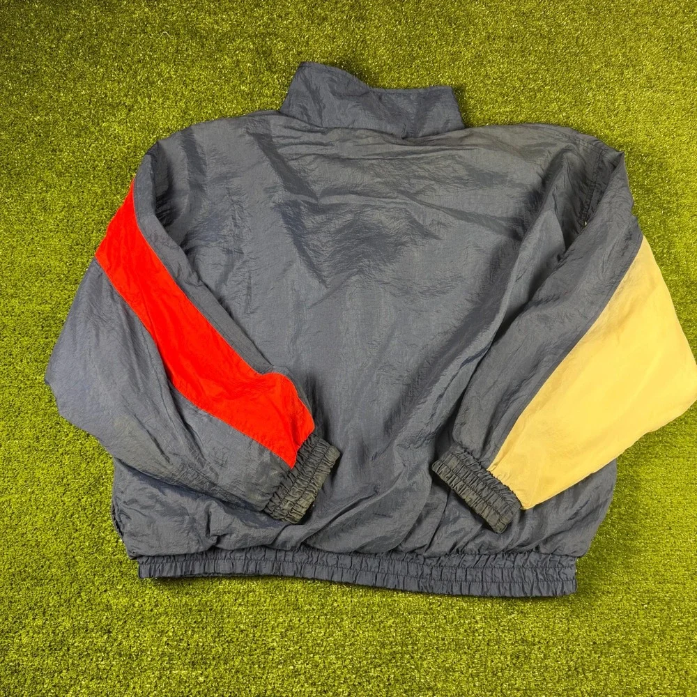 Dunlop Vintage Windbreaker Jacket Mens XL Navy Blue Red Colorblock Full Zip 90s